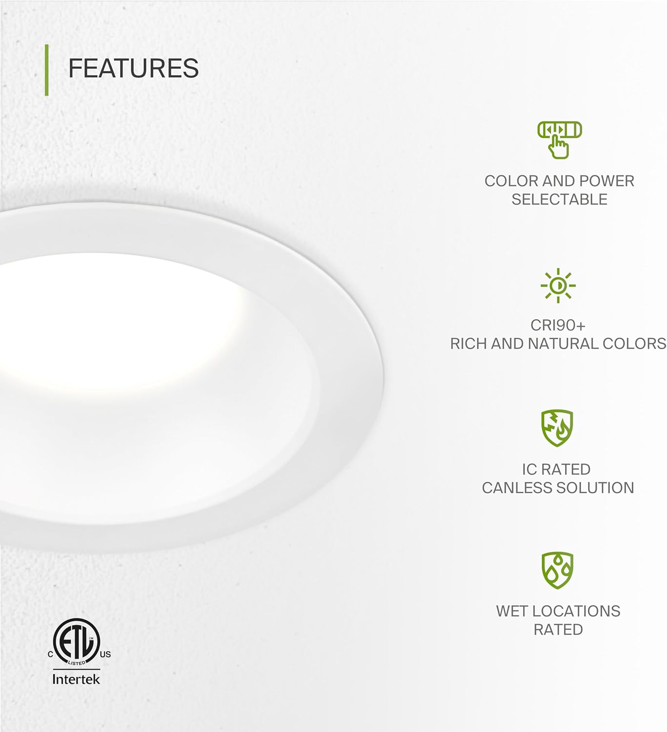 ASD Lighting LED Commercial Downlight Round 8inch 16/22/26/30/35W 120-277V 0-10V Dimmable 125Lm/W 2700/3000/3500/4000/5000K White ETL ES