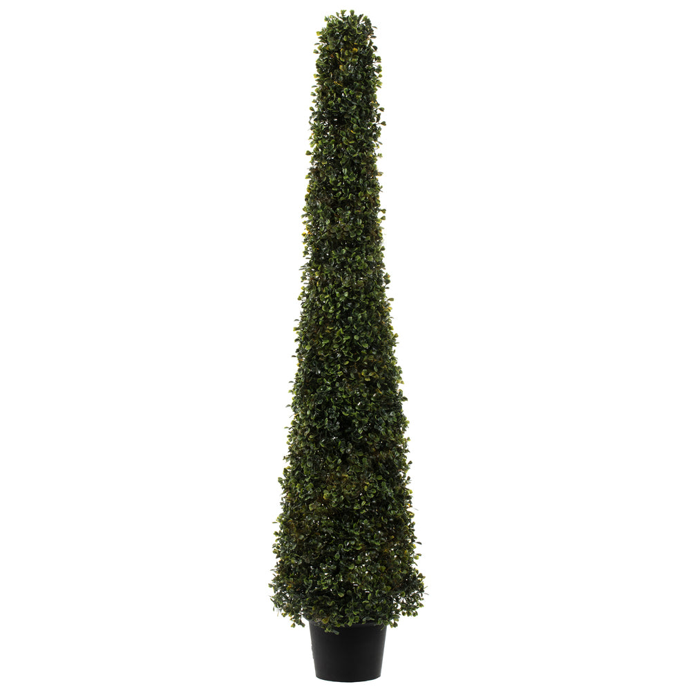 Vickerman 4' Potted Artificial Boxwood Cone.