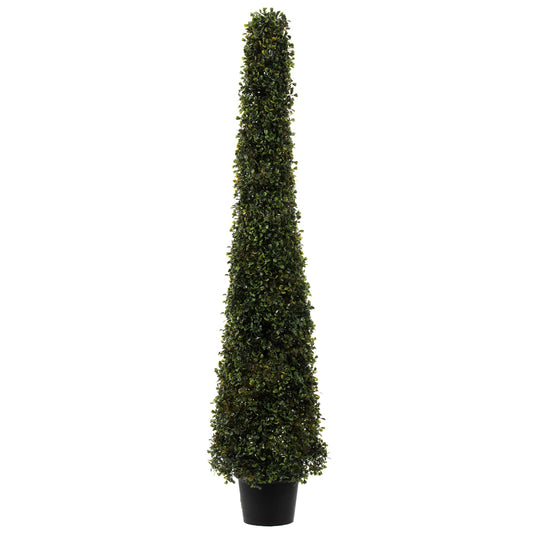 Vickerman 4' Potted Artificial Boxwood Cone.