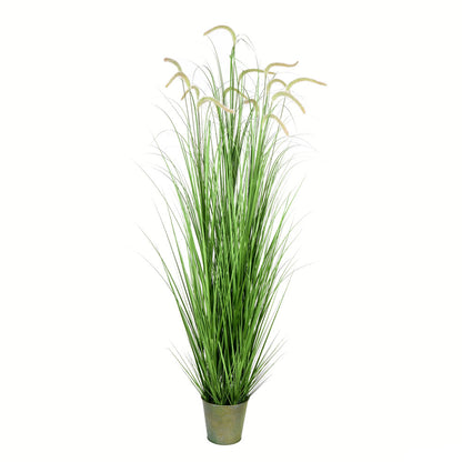 Vickerman 72" Artificial Potted Green Grass and Cattails.