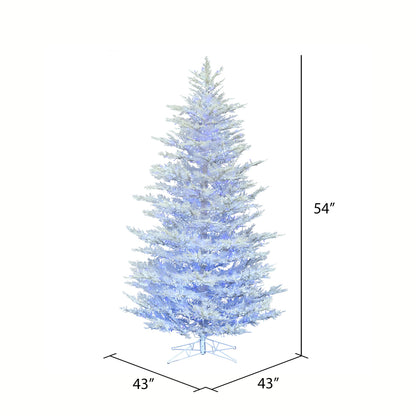 Vickerman 4.5' x 43" Flocked Cedar Pine Artificial Christmas Tree Low Voltage LED Pure White and Blue Wide Angle 3mm Twinkle Lights