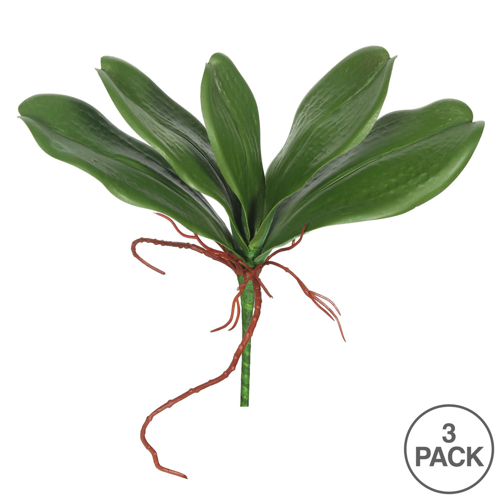Vickerman 9" Artificial Real Touch Green Orchid Leaves Set of 3