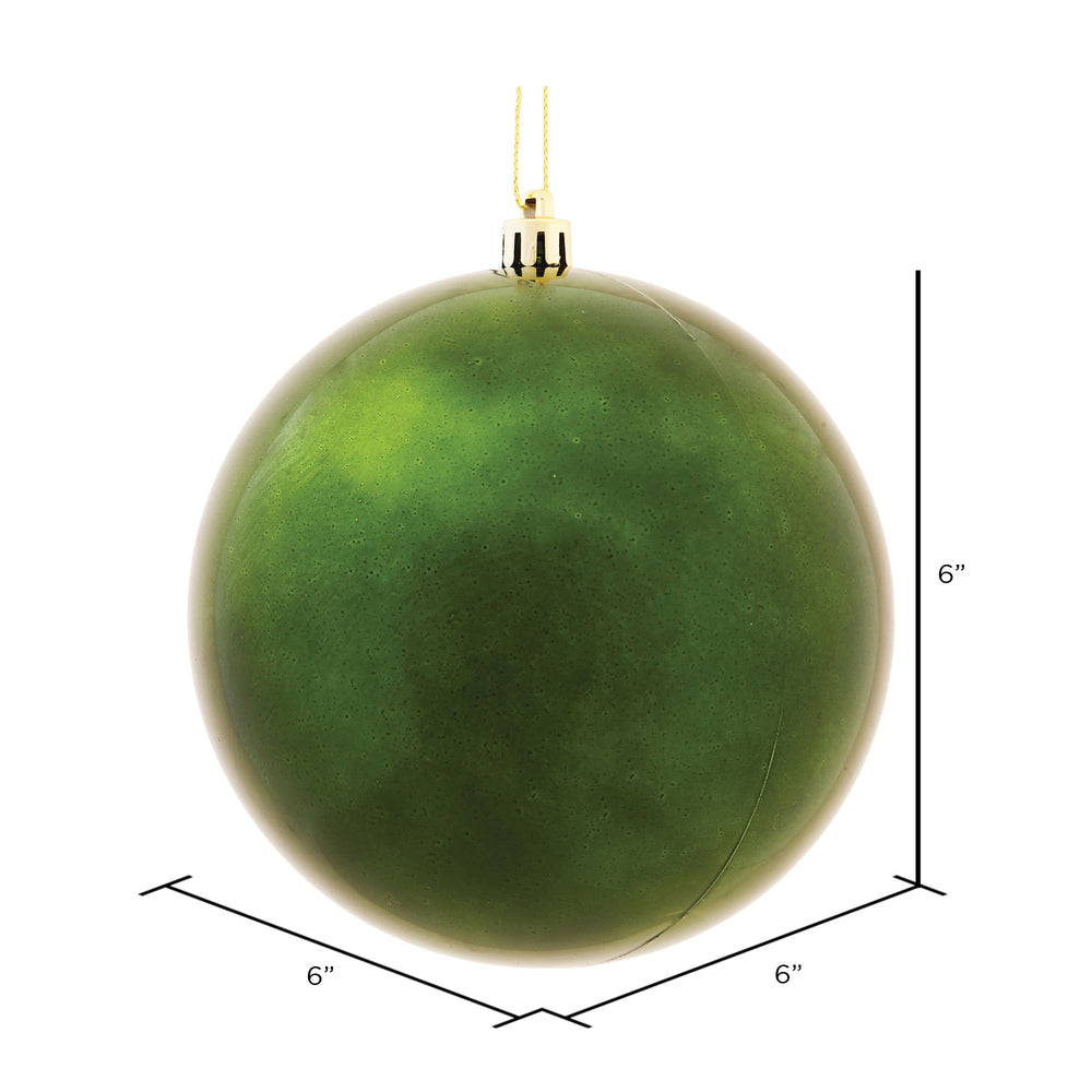 Vickerman 6" Moss Green Shiny Ball Ornament 4 per Bag