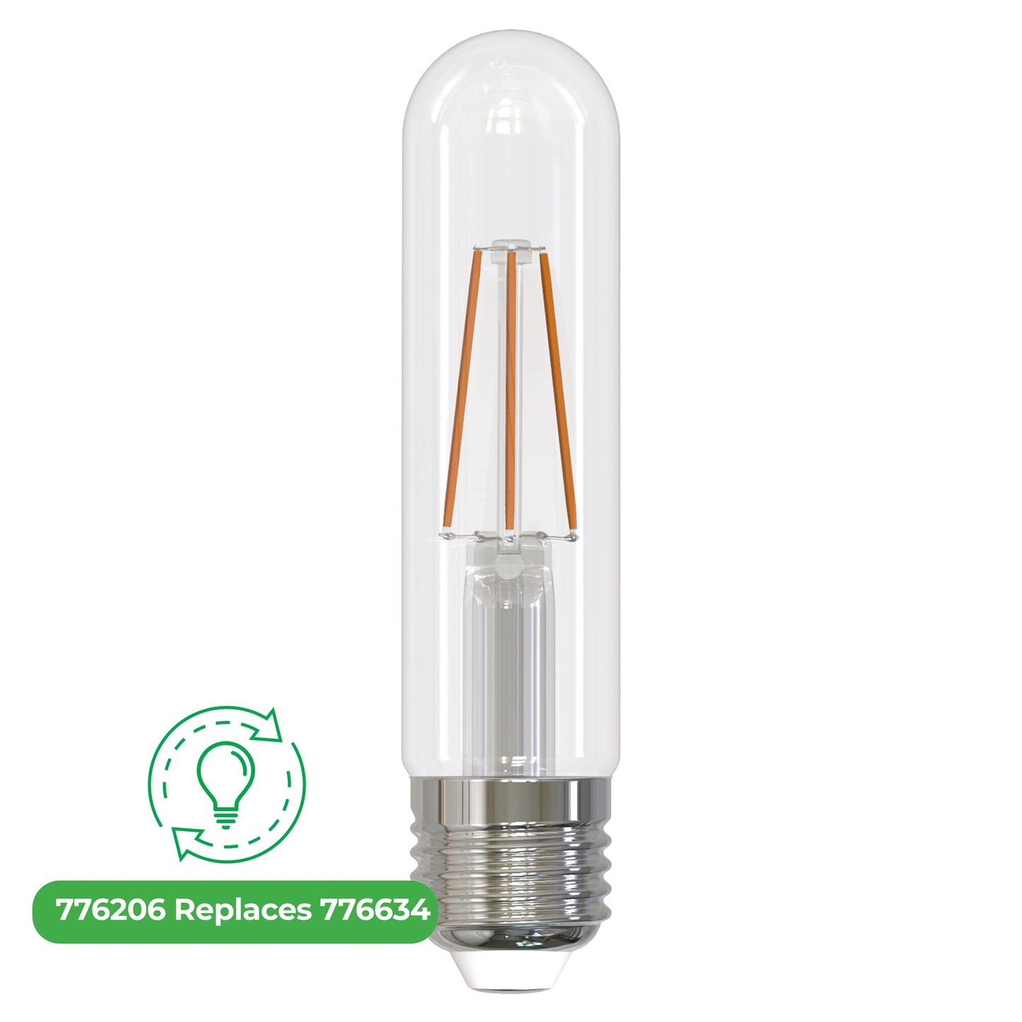 Bulbrite LED Filament 5.1 Watt Dimmable Tubular T9 Light Bulb with Clear finish and Medium (E26) Base - 2700K Warm White Light, 500 Lumens