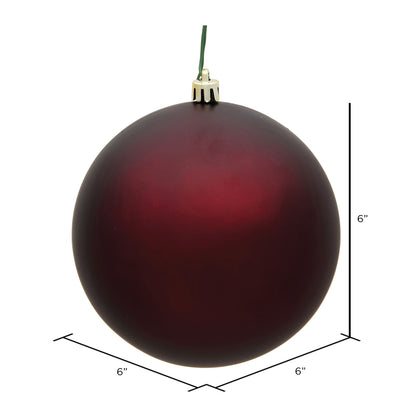 Vickerman 6" Burgundy Matte Ball Ornament 4 per Bag