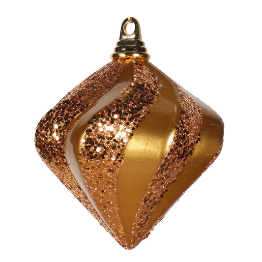 Vickerman 6" Antique Gold Candy Glitt Swirl Diamond Christmas Ornament