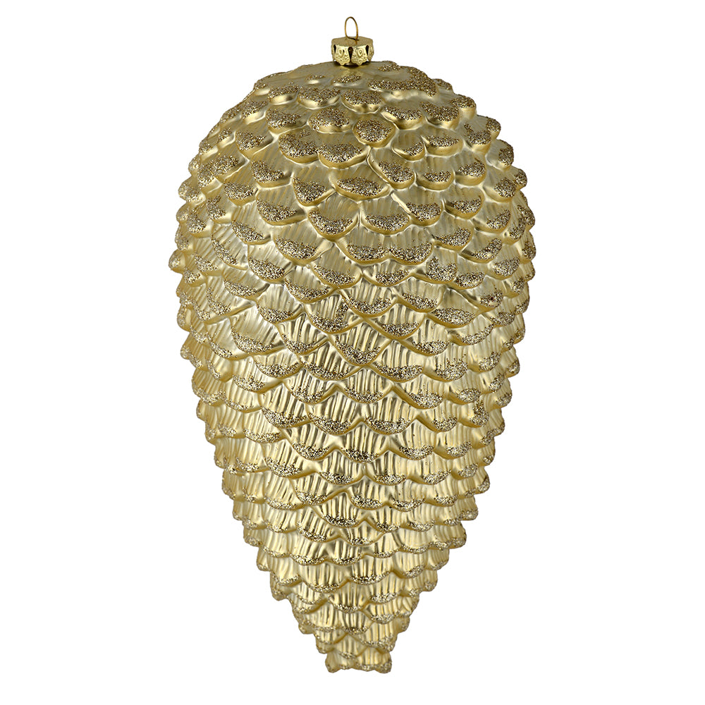 Vickerman 10" Champagne Matte Glitter Pinecone Christmas Ornament Pack of 2