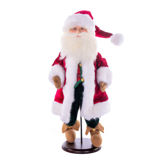 Vickerman 18" Red Plaid Velvet Santa Doll with Stand. This santa has glasses stand is removeable.