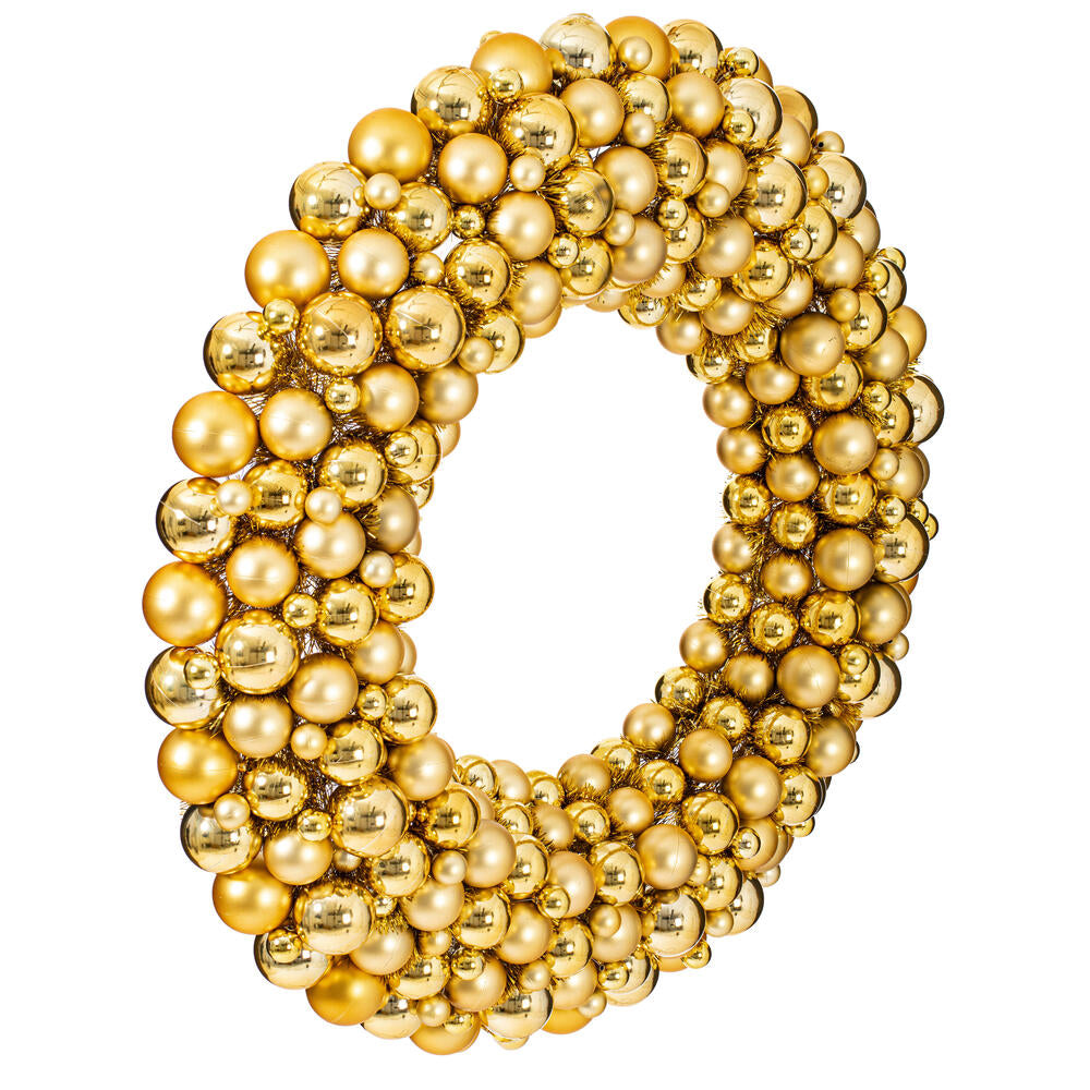 Vickerman 22" Gold Shiny and Matte Ball Wreath
