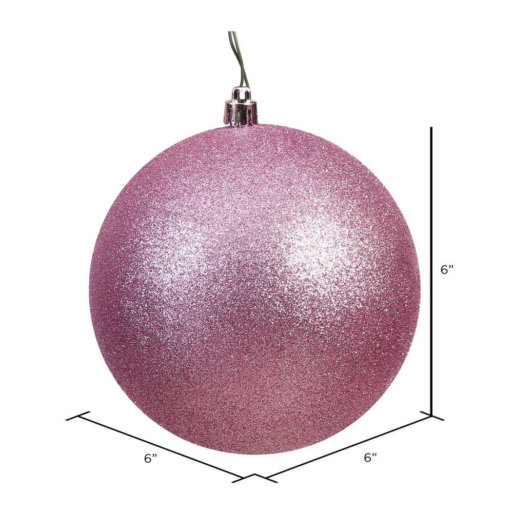 Vickerman 6" Mauve Glitter Ball Ornament 4 per Bag