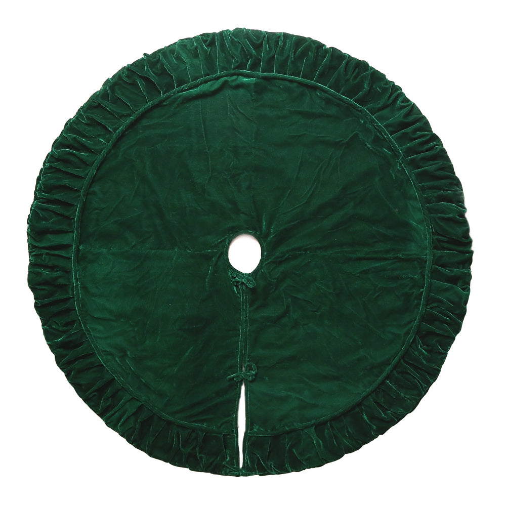 Vickerman 84" plush Emerald Green velvet Christmas tree skirt