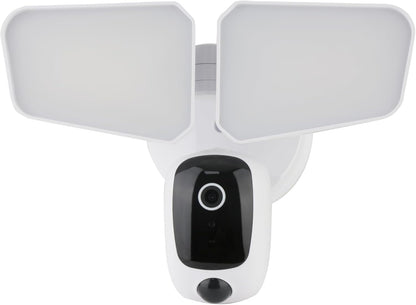 ASD Lighting LED Security Floodlight 2 square heads 20W 120V 2700/3000/3500/4000/5000K with Smart Camera and 180° Motion Sensor White UL DLC Premium