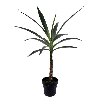 Vickerman 30" Artificial Green Yucca Tree in Black Planters Pot.