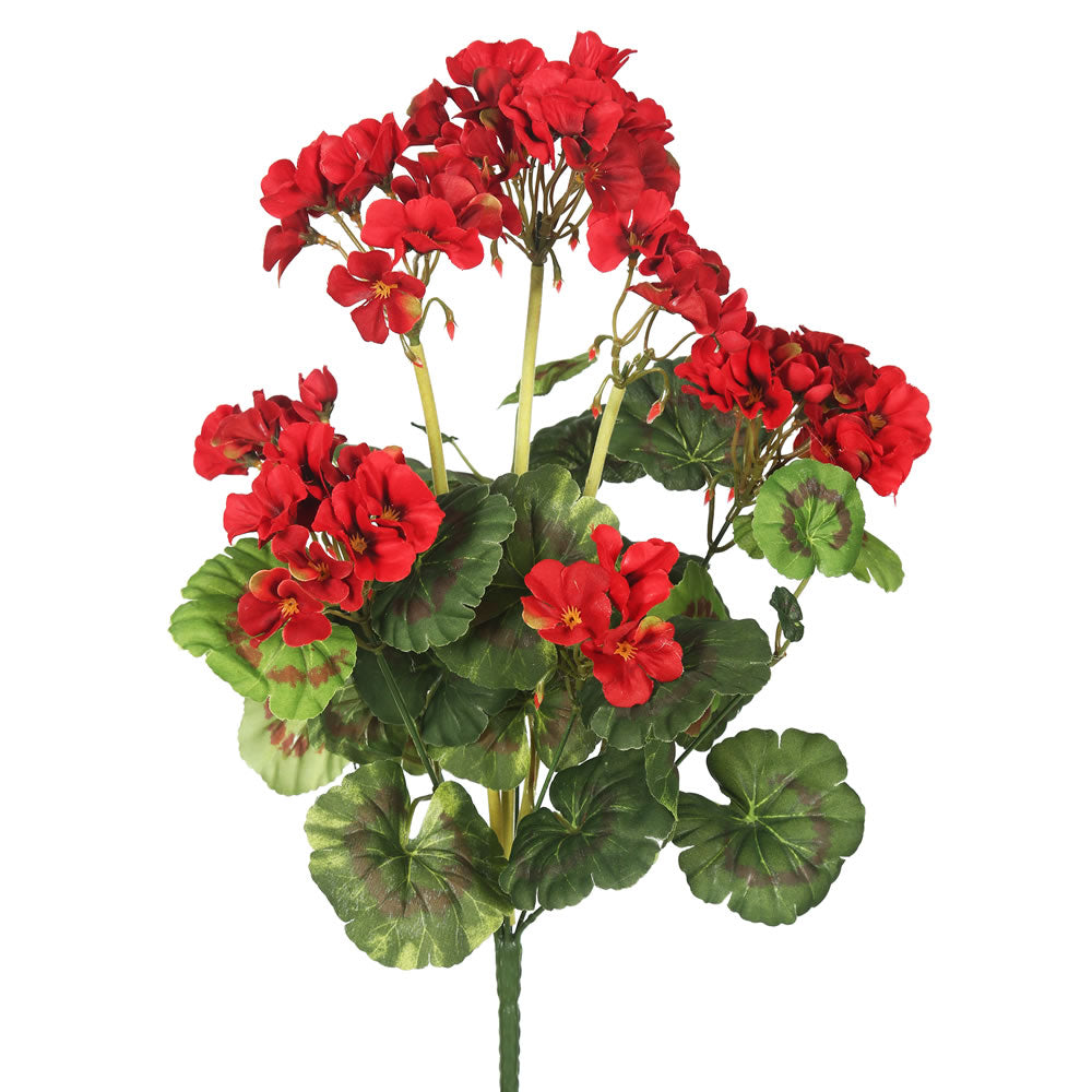 Vickerman 20" Artificial Red Geranium Bush.