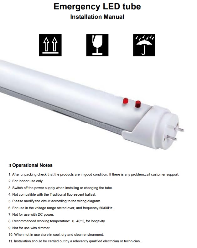 Damar- 4Ft T8 LED Emergency Tube Light Bulb Emergency Mode: 680 Lumens for 90mins Single-Ended Bypass 15W 2000 Lumen 4000K Cool White G13 Base 120-277V Pack of 10- Fluorescent Replacement for Garage
