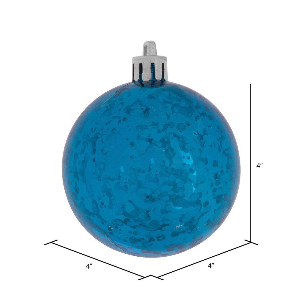 Vickerman 4" Turquoise Shiny Mercury Ball Ornament 6 per Bag