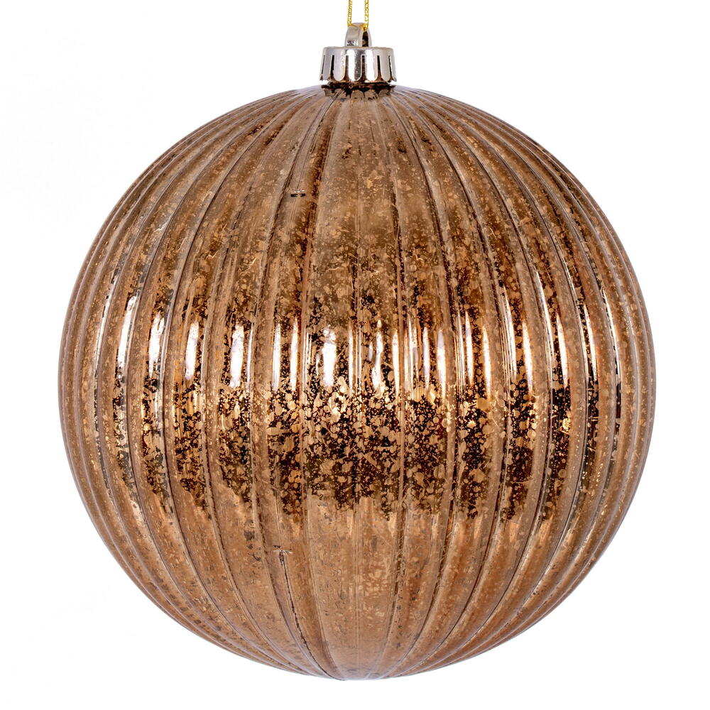 Vickerman 8" Mocha Shiny Lined Mercury Ball Ornament.