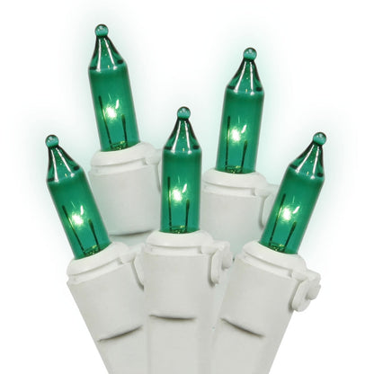 Vickerman 100 Green Mini Light Icicle Light on White Wire 9' Christmas Light Strand