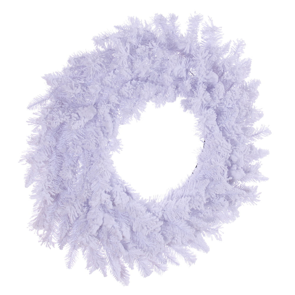 Vickerman 30" Flocked White Wreath with 196 PVC Tips Unlit