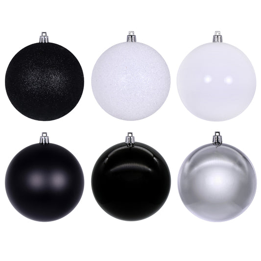 Vickerman 3" Black White and Silver Ornament Assortment 12 per box.