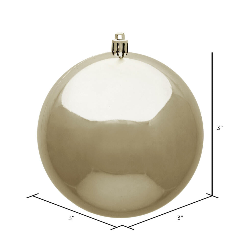 Vickerman 3" Champagne Shiny Ball Ornament 32 per Box