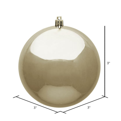 Vickerman 3" Champagne Shiny Ball Ornament 32 per Box