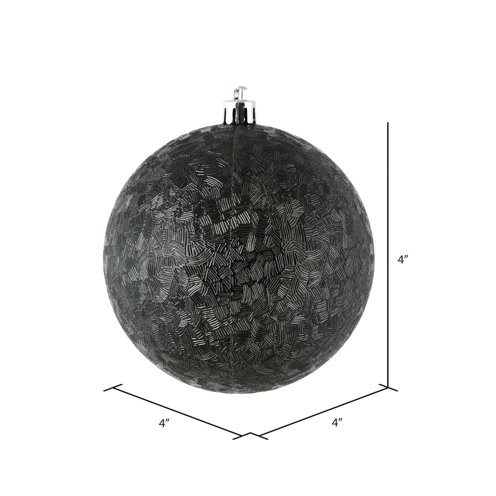 Vickerman 4" Black Brushed Ball Ornament 6 per Bag