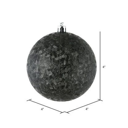 Vickerman 4" Black Brushed Ball Ornament 6 per Bag