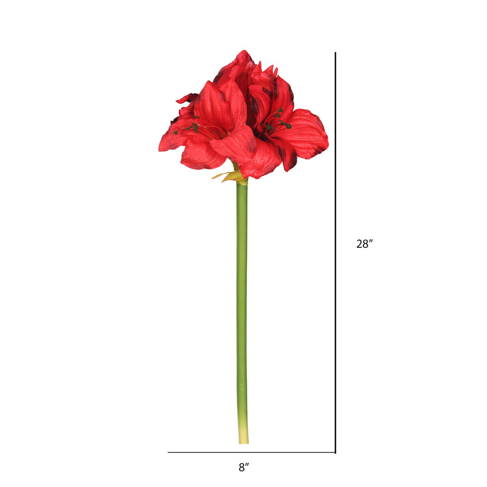 Vickerman 28" Artificial Single Red Amaryllis Stem Set of 3