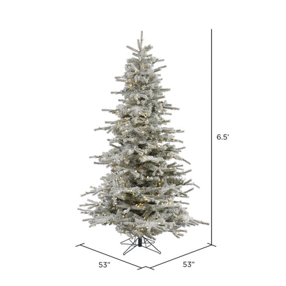 Vickerman 6.5' Flocked Sierra Fir Artificial Christmas Tree with Pure White Single Mold LED lights