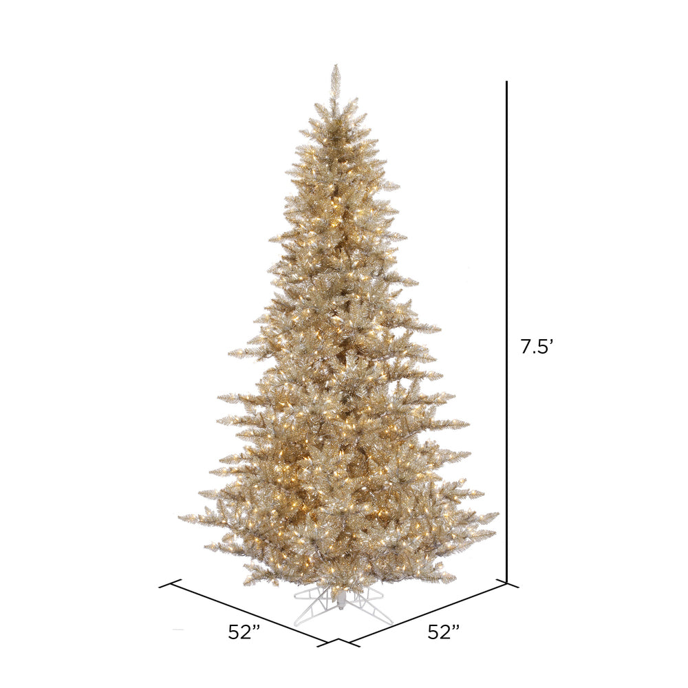Vickerman 7.5' Champagne Fir Artificial Christmas Tree Warm White Dura-lit LED Lights