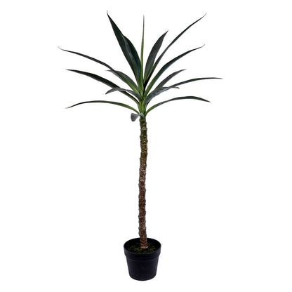 Vickerman 44" Artificial Green Yucca Tree in Black Planters Pot.