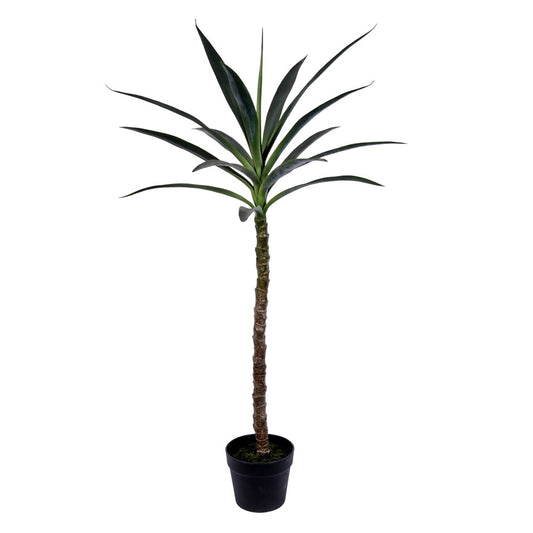 Vickerman 44" Artificial Green Yucca Tree in Black Planters Pot.