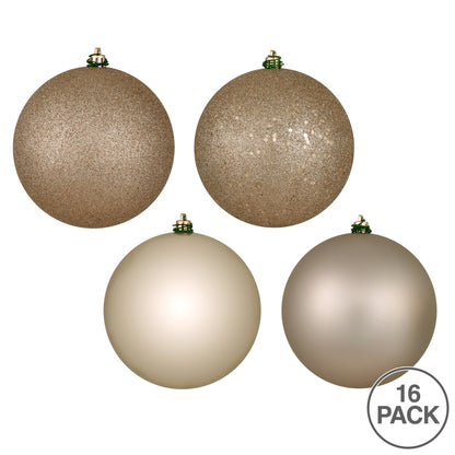 Vickerman 3" Oat 4-Finish Ball Ornament Assortment 16 per Box