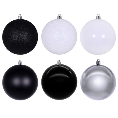 Vickerman 3" Black White and Silver Ornament Assortment 24 per box.