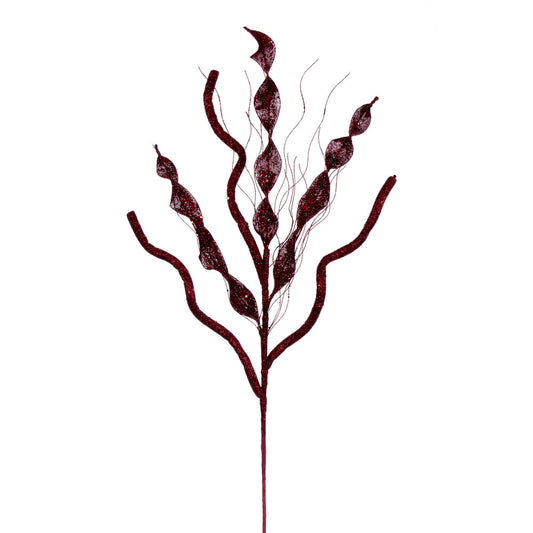 Vickerman 34" Burgundy Multi Spiral Glitter Spray 4 per bag.