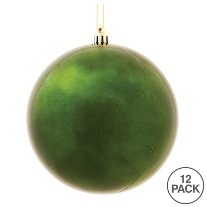 Vickerman 3" Moss Green Shiny Ball Ornament 12 per Bag