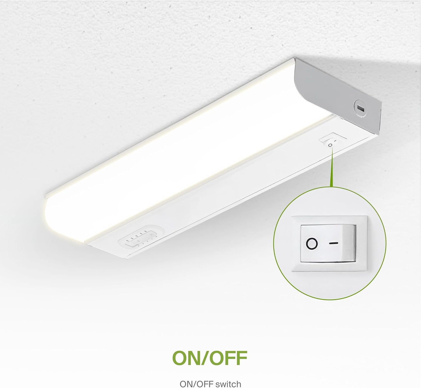ASD Lighting LED Under Cabinet Bullnose 12" 5W 120V Dimmable CCT Selectable 2700/3000/3500/4000/5000K Hardwired, On/Off Switch, White UL 2pack