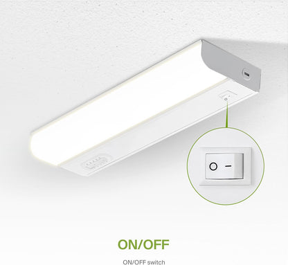 ASD Lighting LED Under Cabinet Bullnose 12" 5W 120V Dimmable CCT Selectable 2700/3000/3500/4000/5000K Hardwired, On/Off Switch, White UL 2pack