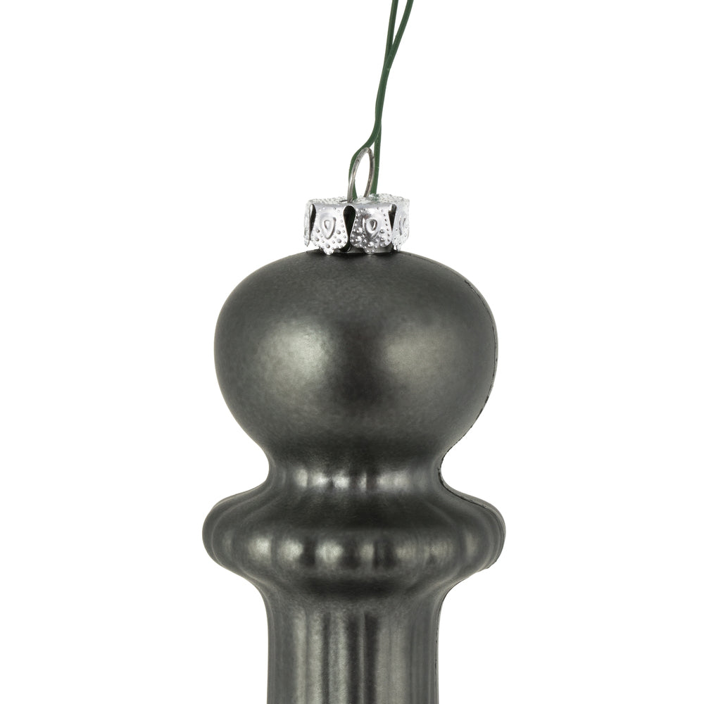 Vickerman 14" Pewter Matte Finial Drop Christmas Ornament UV Treated with Drilled and Wired Cap 2 per bag