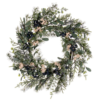 Vickerman 24" Green Artificial Pine Blueberry and White Berry Wreath.