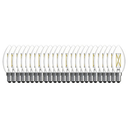 Bulbrite 776236 LED Filament Pack of 25, 4.1 Watt Dimmable B11 Light Bulb with Clear Finish and Candelabra Screw E12 Base - 3000K(Soft White Light), 400 lumens
