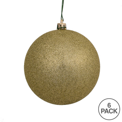 Vickerman 4" Champagne Glitter Ball Ornament 6 per Bag