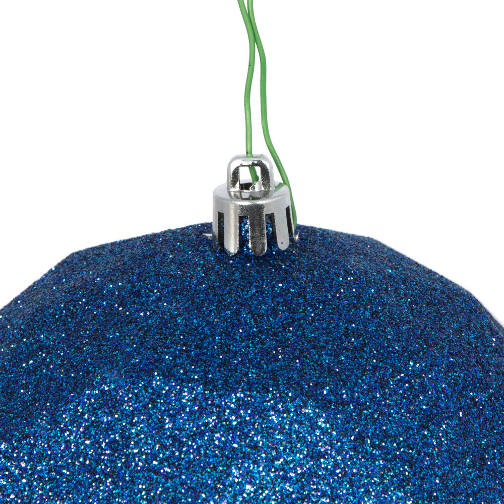 Vickerman 4.75" Midnight Blue Glitter Geometric Ball Ornament 4 per bag