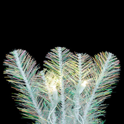 Vickerman 9' x 14" White Iridescent Artificial Pre-Lit Garland with 100 Pure White LED 5MM Lights. It measures 108 inches long and 14 inches wide. This garland boasts 280 PVC tips for a realistic look. Pre-lit with 100 Pure White 5MM, or Wide Angle, Singl