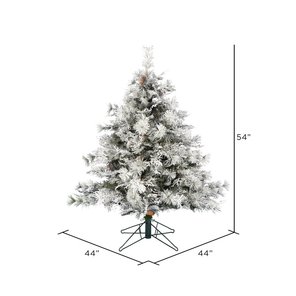 Vickerman 4.5' x 44" Flocked Cheshire Artificial Christmas Tree Unlit
