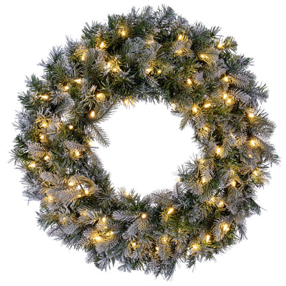 Vickerman 30" Frosted Douglas Fir Artificial Pre-Lit Wreath with Warm White LED Mini Lights.
