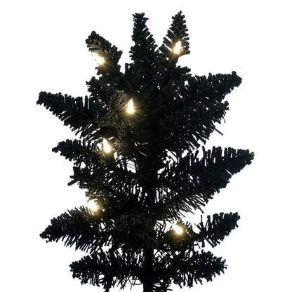 Vickerman 5.5' x 31" Flocked Black Fir Slim Christmas Tree Warm White LED Mini Lights.