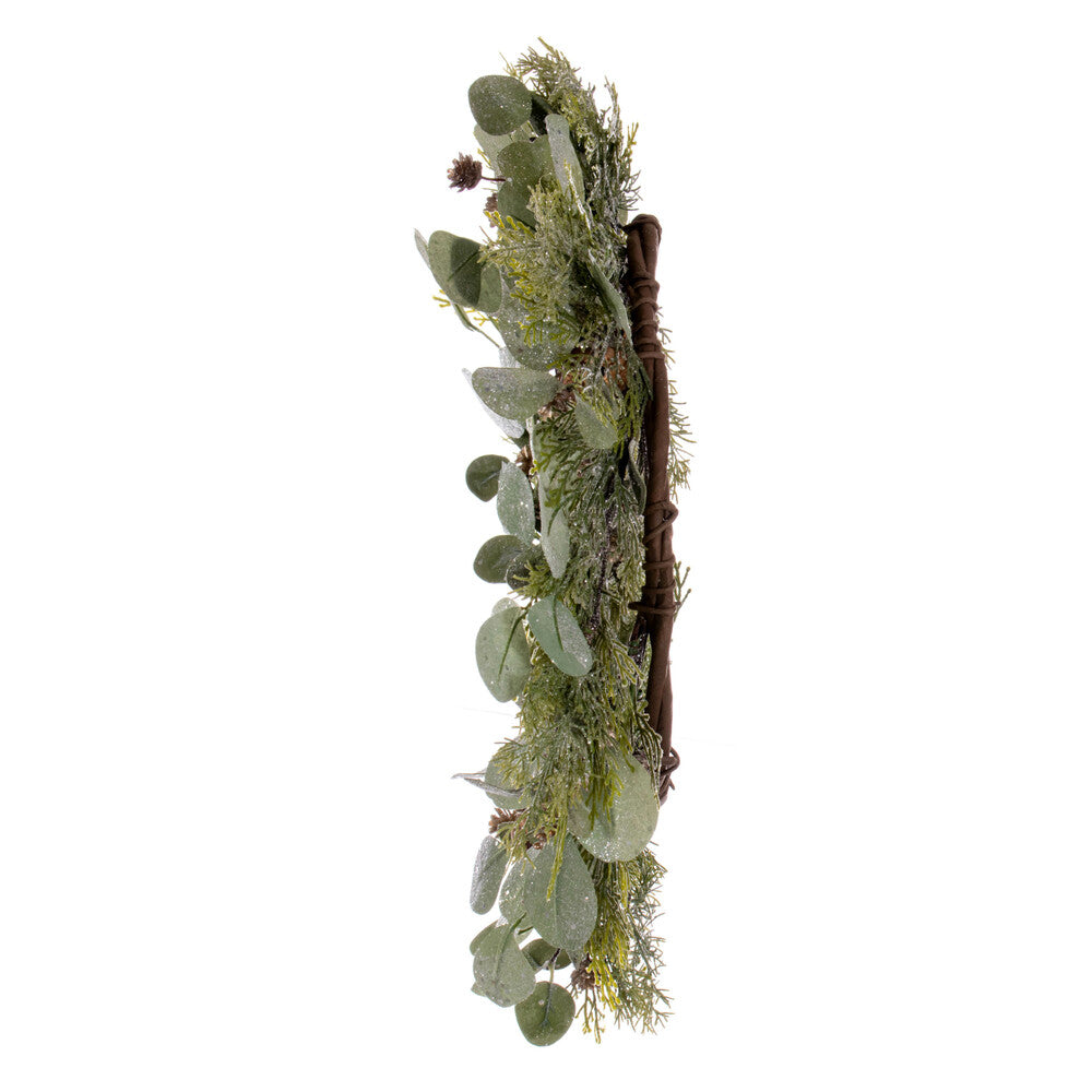 Vickerman 22" Artificial Winter Cedar Pinecone Eucalyptus and Brown Jingle Bell Wreath