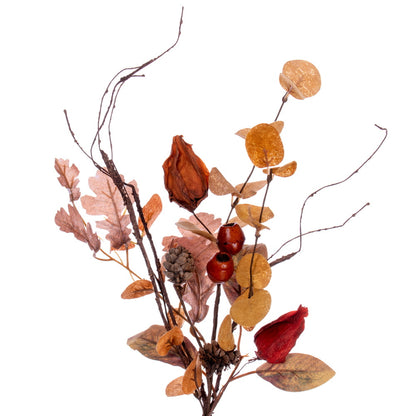 Vickerman 5' Autumn Orange Artificial Assorted Leaf Garland with Maple leaves and Pinecones.